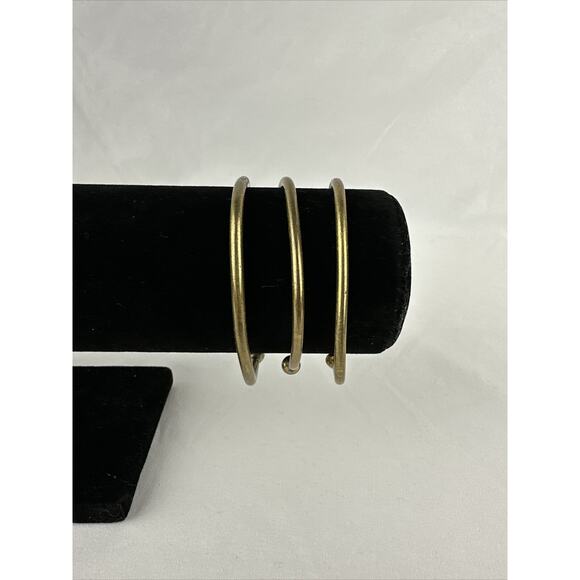 Vintage Brass Hand Forged Brutalist Spike Tip Cuff Bracelet Set of 3 Steampunk - Picture 2 of 7